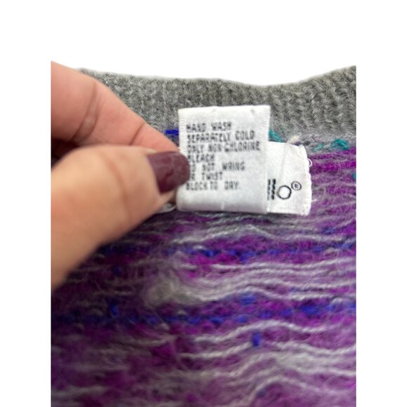 Vtg Pappagallo 90's Men's S Eclectic Grandpa Plaid Mohair Wool Cardigan Sweater - Picture 10 of 10